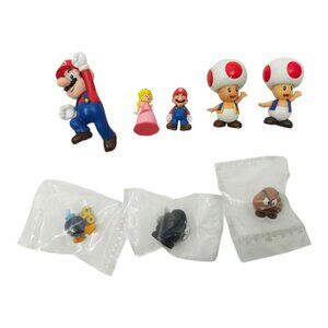 Super Mario Princess Peach Toad Bob-omb Goomba Bullet Bill Mini Figure Lot Of 8
